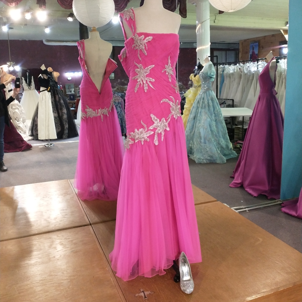 Sherri Hill Rhinestone Applique Slit Front Dress